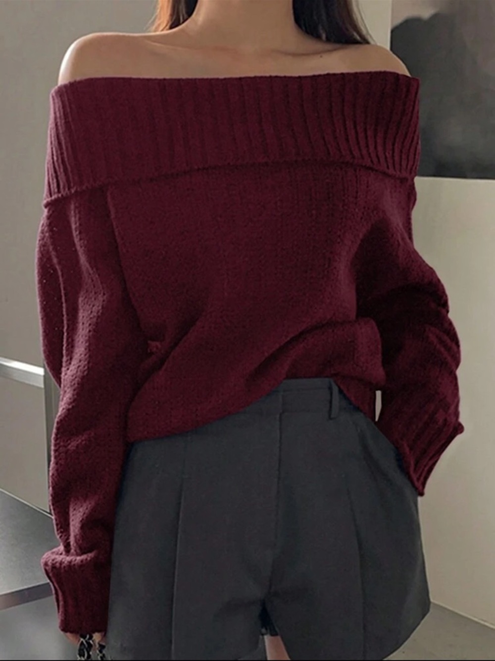 SHEIN - Off The Shoulder Knit Sweater